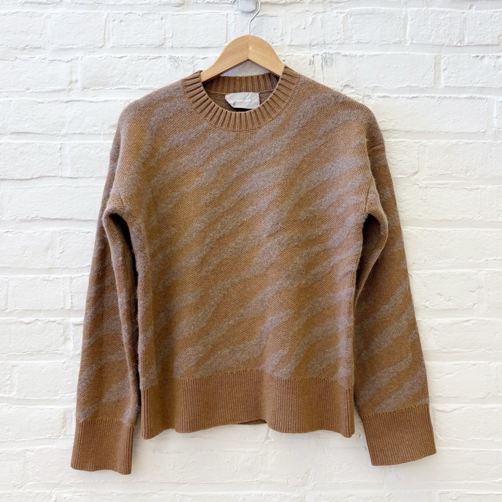 Everlane || The Alpaca Tiger Jacquard Crewneck Swrater Wool Blend Brown‎